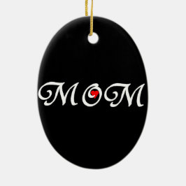 Mamma med rött hjärta julgransprydnad keramik