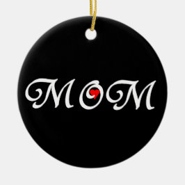 Mamma med rött hjärta julgransprydnad keramik