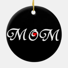 Mamma med rött hjärta julgransprydnad keramik