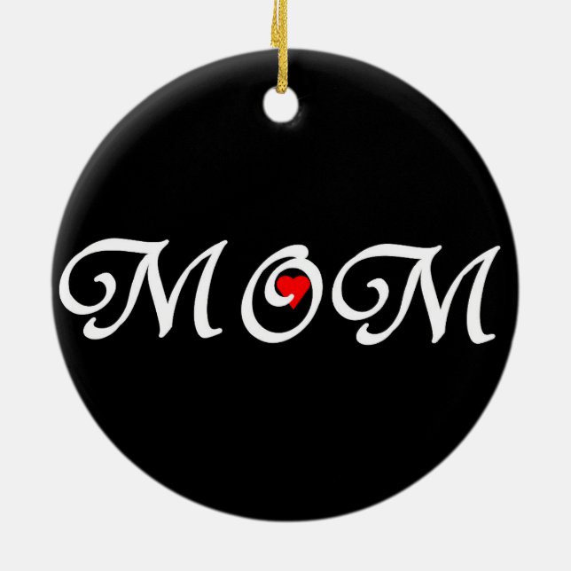 Mamma med rött hjärta julgransprydnad keramik (Baksidan)