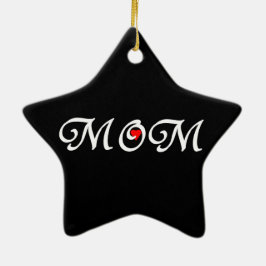 Mamma med rött hjärta julgransprydnad keramik