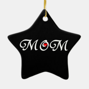 Mamma med rött hjärta julgransprydnad keramik