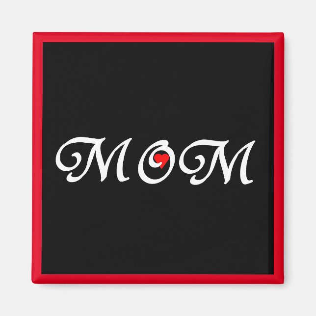 Mamma med rött hjärta magnet (Framsidan)
