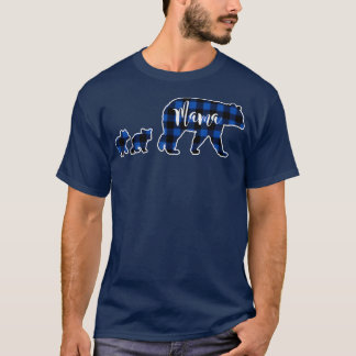 Mamma med två svarta, blå buffelkontroll med 2 Ung T Shirt