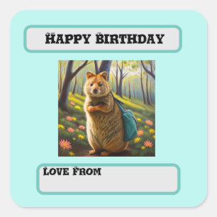 Mamma Meerkat Birthday Shopping, födelsedag Fyrkantigt Klistermärke