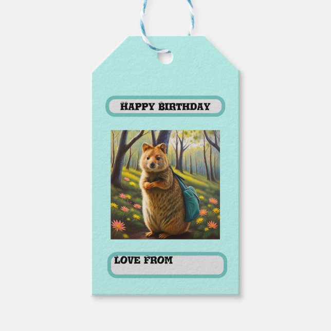 Mamma Meerkat Birthday Shopping, födelsedag Presentetikett (Framsidan)