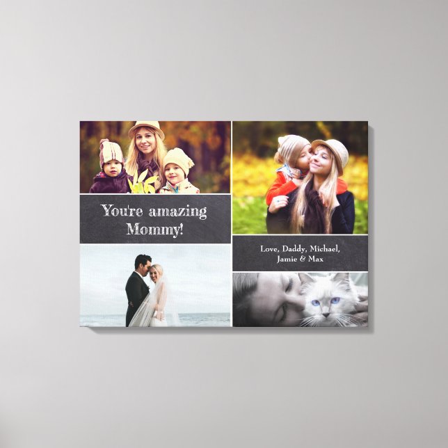 "Mamma Memory Canvas: Personlig Photo Collage W Canvastryck (Framsida)