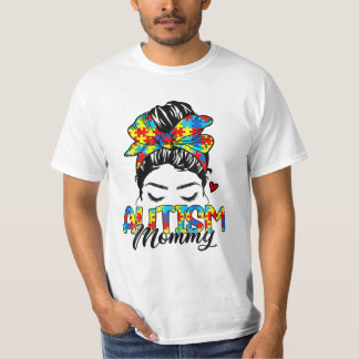Mamma Messy Bun Autism T Shirt