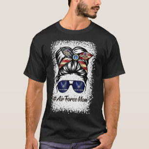 Mamma Messy Bun Sunglass Militära Mamma Mors dag T Shirt
