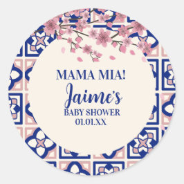 Mamma Mia Baby Shower Körsbärsblommor Runt Klistermärke