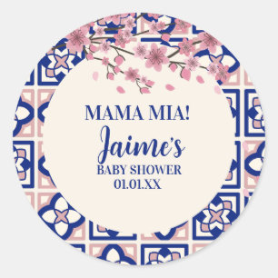 Mamma Mia Baby Shower Körsbärsblommor Runt Klistermärke