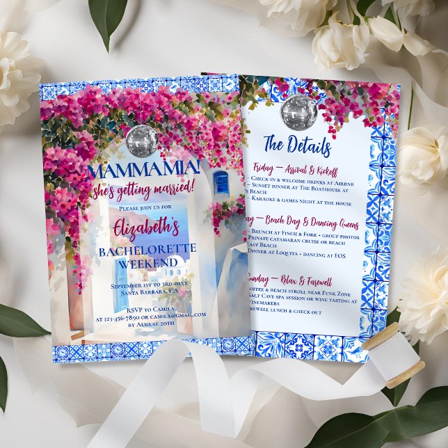 Mamma Mia Blommigt Bachelorette Party Itinerary Inbjudningar (Skapare uppladdad)