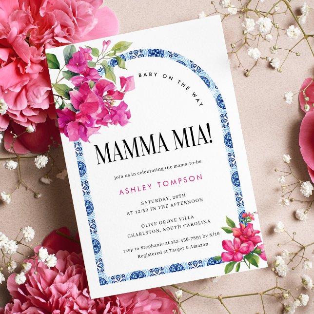Mamma Mia Blommigt Mediterranean Italy Baby Shower Inbjudningar (Skapare uppladdad)
