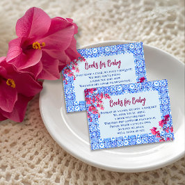 Mamma Mia Blue Tile Pink Flowers Books for Baby Tilläggskort