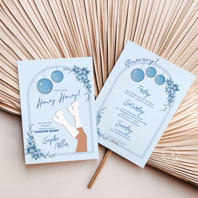 mamma Mia Disco Bachelorette Helg Itinerary Inbjudningar (Mamma Mia Disco Bachelorette Invite)