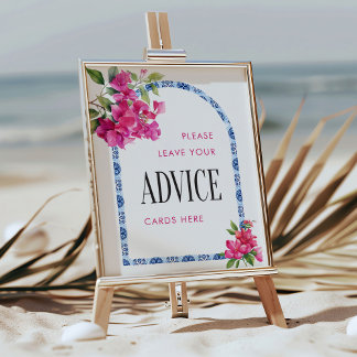 Mamma Mia Floral Bridal Shower Advice Poster