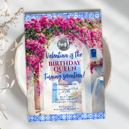Mamma Mia Grea Island Disco Birthday Queen Party Inbjudningar