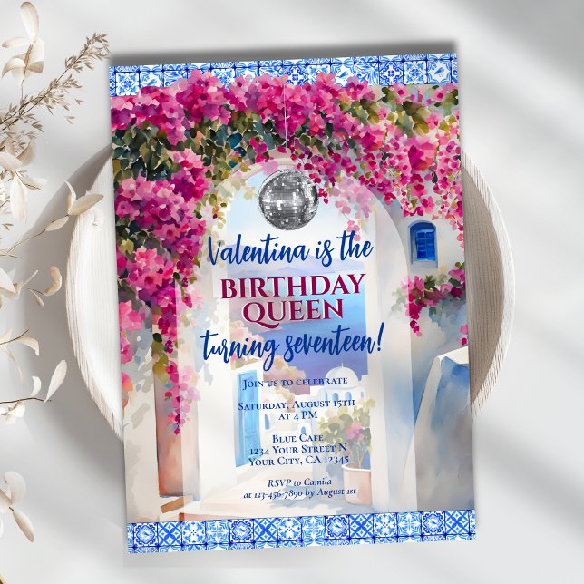 Mamma Mia Grea Island Disco Birthday Queen Party Inbjudningar (Skapare uppladdad)