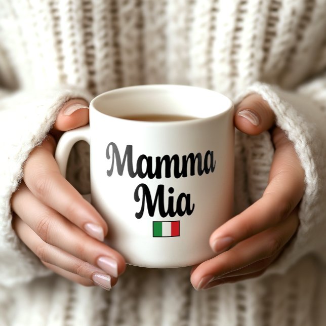 Mamma Mia italiensk flaggamugg Kaffemugg (Mamma Mia Italian Flag Mug - Classic Italian Saying Gift)