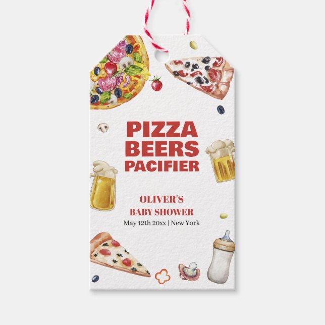 Mamma Mia Italienska Pizza Beer Nappar Baby Shower Presentetikett (Framsidan)