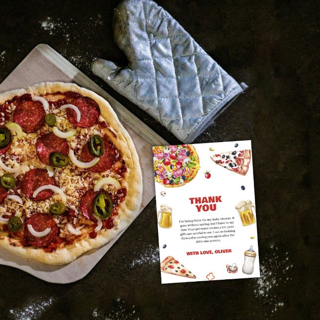 Mamma Mia Italienska Pizza Beer Nappar Baby Shower Tack Kort (Mama Mia Italian Pizza Beer Pacifier Baby Shower Thank You Card)