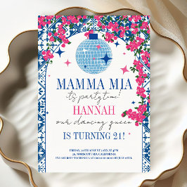 Mamma Mia Mediterranean Dancing Queen Birthday Inbjudningar