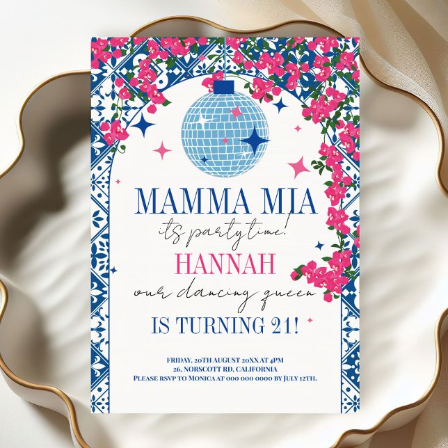 Mamma Mia Mediterranean Dancing Queen Birthday Inbjudningar (Skapare uppladdad)