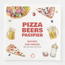 Mamma Mia Pizza Beer Nappar Baby Shower Pappersservett
