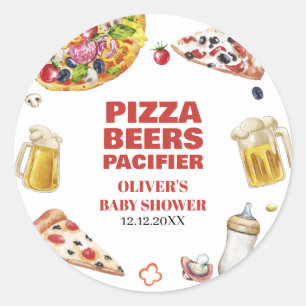 Mamma Mia Pizza Beer Nappar Baby Shower Runt Klistermärke