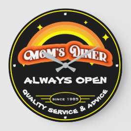 Mamma Middag Always Open Retro Rainbow Black Stor Klocka