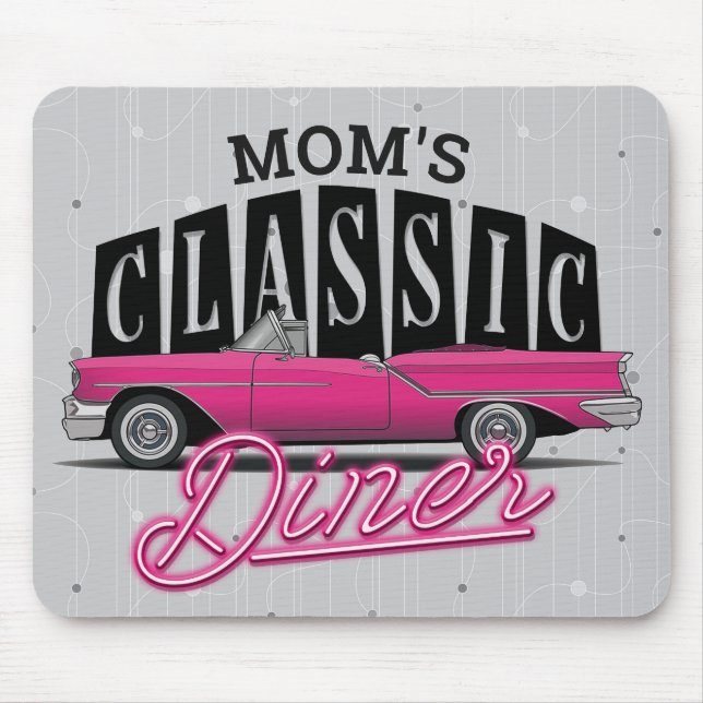 Mamma Middag Custom Name Faux Neon 50's Classic Ca Musmatta (Framsidan)