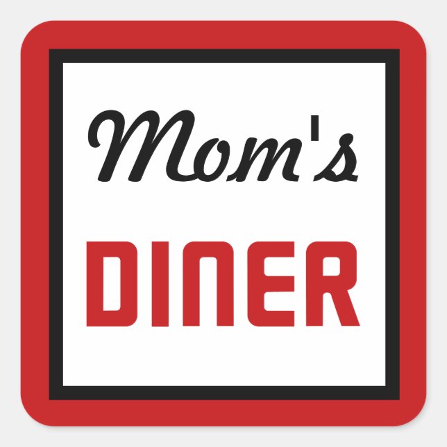 Mamma Middag Fyrkantigt Klistermärke (Framsida)