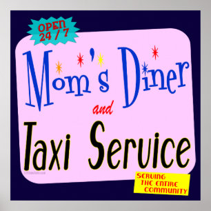 Mamma Middag och Taxi Funny Retro Art Poster