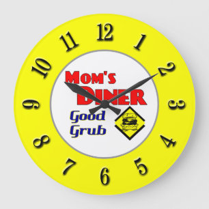 Mamma Middag Retro Gult Kkökök Stor Klocka