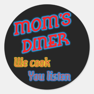 Mamma Middag we Cook You Lyssna Funny Neon Runt Klistermärke