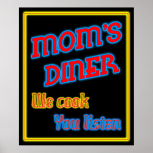 Mamma Middag we Cook You Lyssna Funny Retro Print Poster