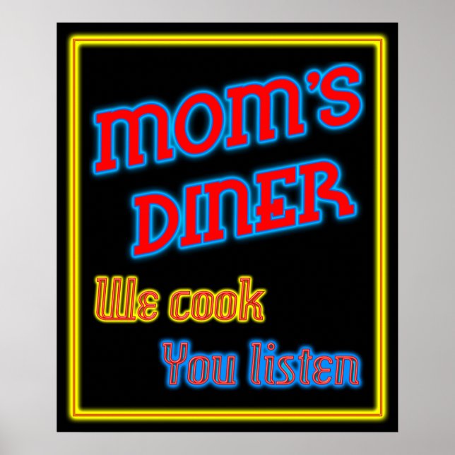 Mamma Middag we Cook You Lyssna Funny Retro Print Poster (Framsidan)