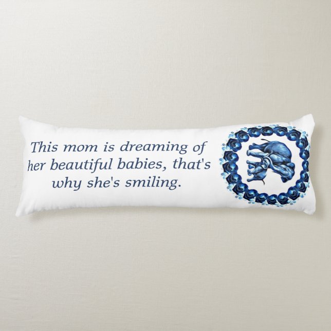 Mamma, mig och ro i blått kroppskudde (Framsidan)