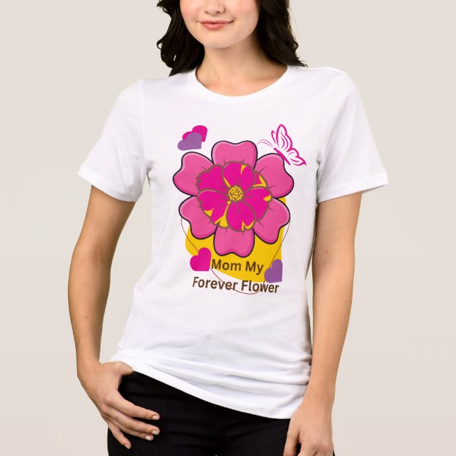 Mamma Min Eviga Blomdesign  T Shirt (Framsida)