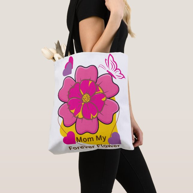 Mamma Min Eviga Blommande Design Blomma Tygkasse (Närbild)