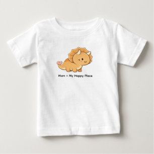 Mamma = Min Lyckliga Plats – Söt Bebis Triceratops T Shirt