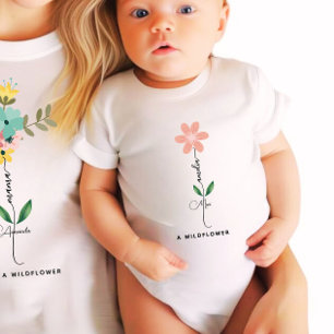 Mamma Mini-matchande Anpassningsbar Wildblomma T Shirt