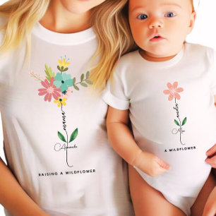 Mamma Mini-matchande Anpassningsbar Wildblomma T Shirt