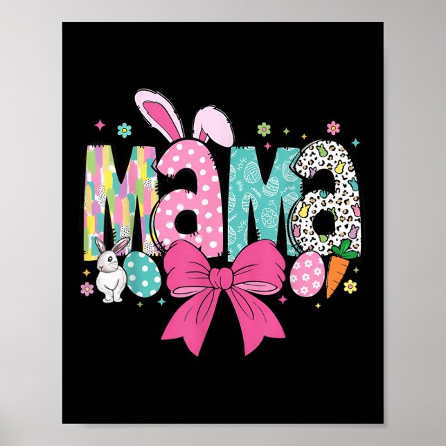 Mamma Mini Påsk Matchande Mamma Bunny Påsk-dagen Poster (Framsidan)