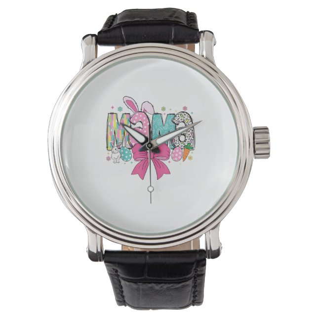 Mamma Mini Påsk Matchande Mamma Kanin Påskdag T- Armbandsur (Framsida)