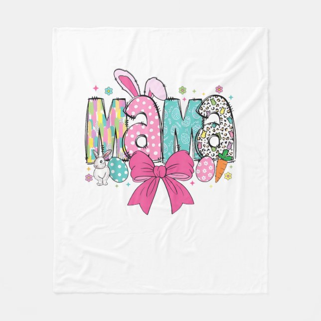 Mamma Mini Påsk Matchande Mamma Kanin Påskdag T- Fleecefilt (Framsidan)