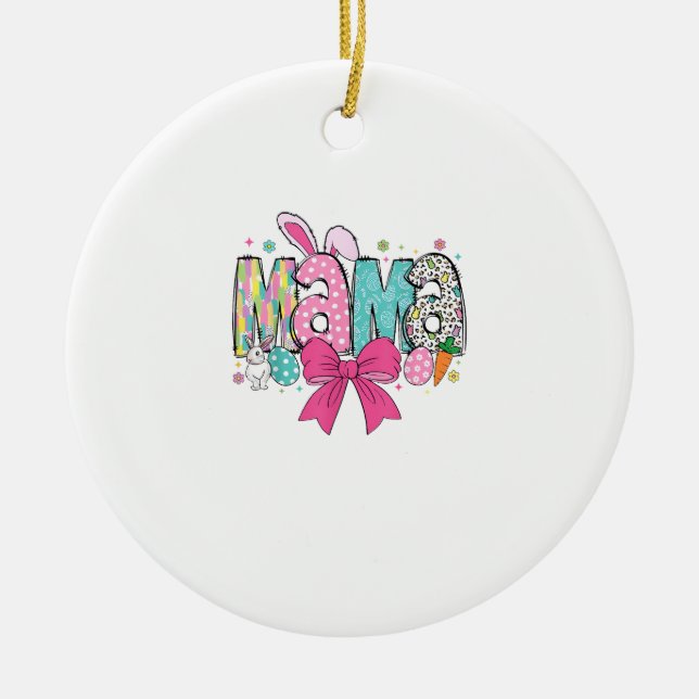 Mamma Mini Påsk Matchande Mamma Kanin Påskdag T- Julgransprydnad Keramik (Framsidan)