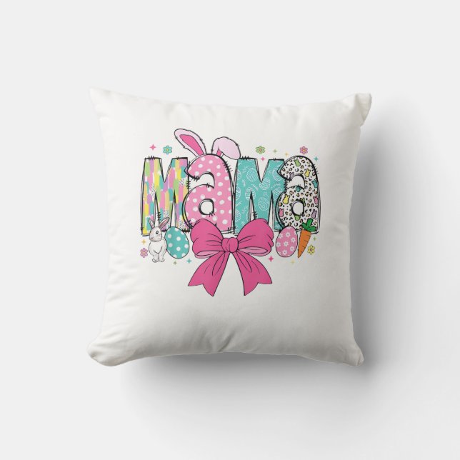 Mamma Mini Påsk Matchande Mamma Kanin Påskdag T- Kudde (Framsida)