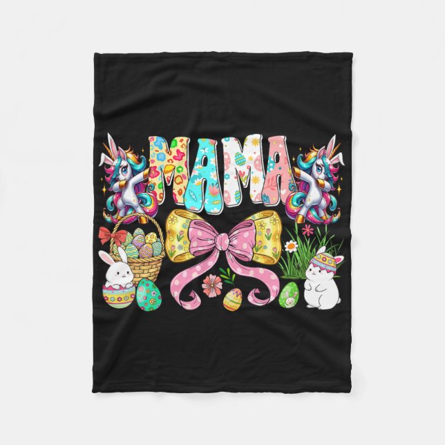 Mamma Mini Påsk Matchande Mamma Kanin Påskdagen  Fleecefilt (Framsidan)