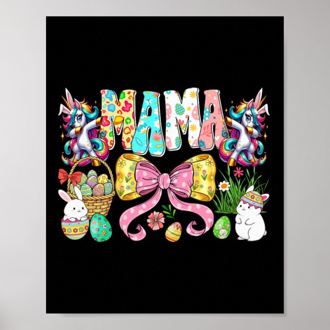Mamma Mini Påsk Matchande Mamma Kanin Påskdagen  Poster (Framsidan)